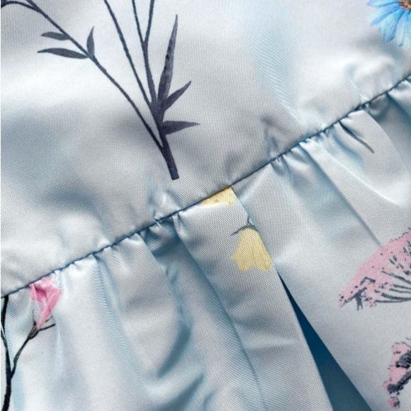 Self-Portrait Watercolor Taffeta Midi Dress, Blue Floral - Picture 4 of 4